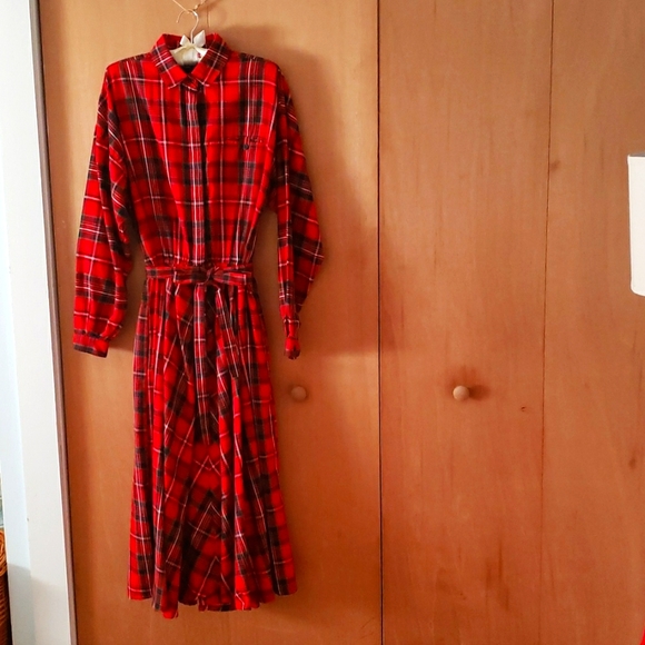 Vintage Red Plaid Dress - Picture 12 of 14